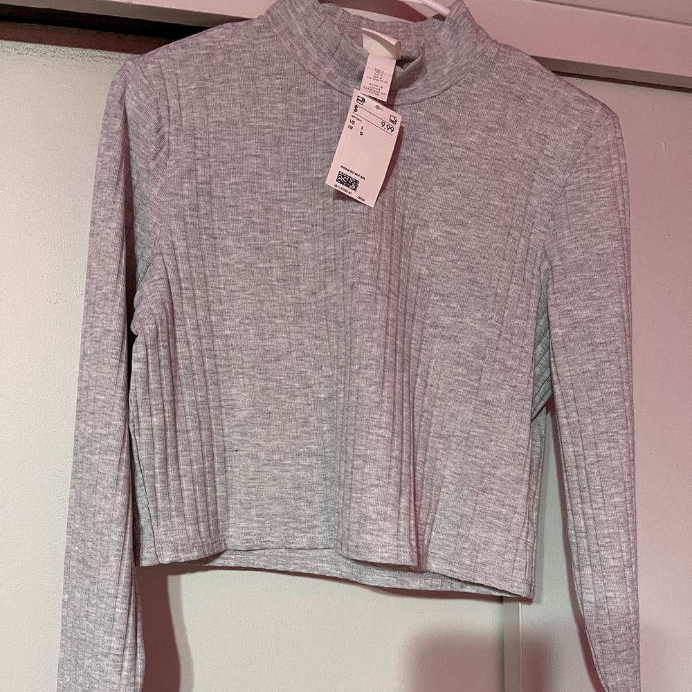 Long sleeve mock turtle neck crop top
